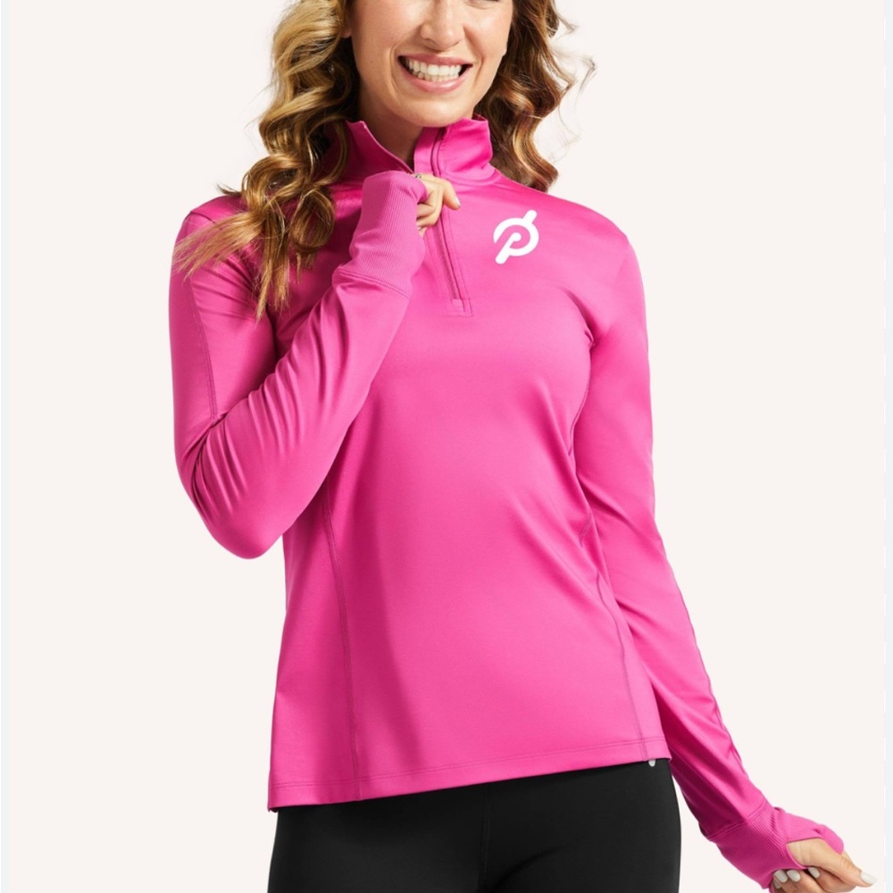Peloton Women's 1/4 Zip Performance Thumbholes Fuchsia Pink Pullover Top XS